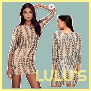 LULU’S Shine On Me Nude and Gunmetal Sequin
Bodycon Dress